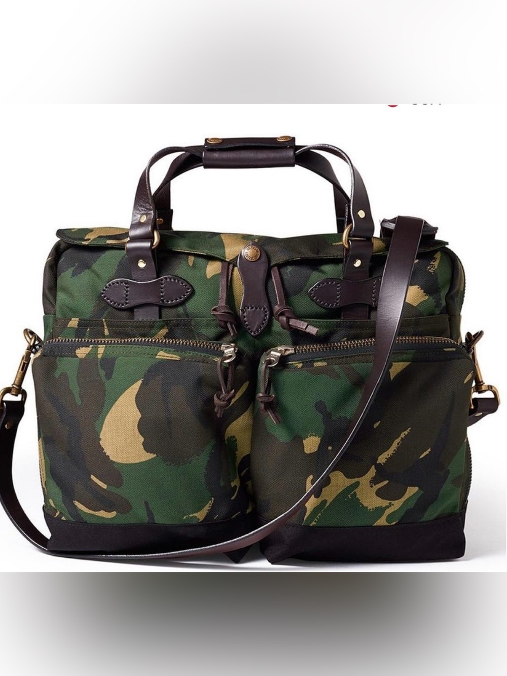 New Filson Camo Rugged Duffel Bag Briefcase with Leather Trim